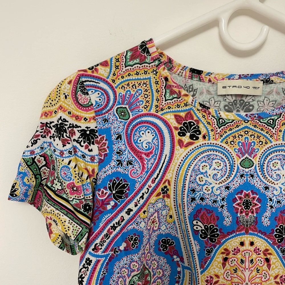 Etro Multicolored Paisley floral short sleeve shirt size 40 - Picture 2 of 5